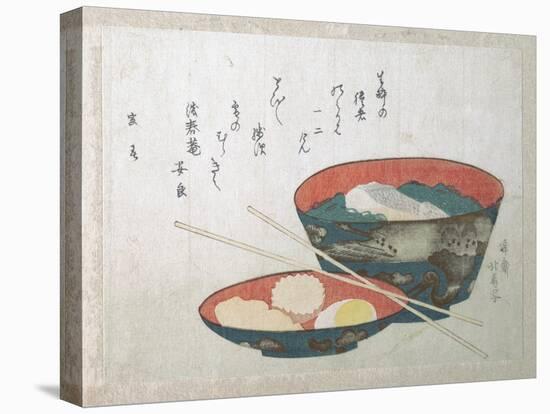 Bowl of Fish and Noodles (New Year Meal)-Teisai Hokuba-Premier Image Canvas