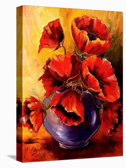 Bowl of Red Poppies-Diane Millsap-Stretched Canvas