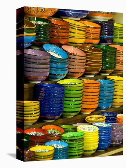 Bowls and Plates on Display, for Sale at Vendors Booth, Spice Market, Istanbul, Turkey-Darrell Gulin-Premier Image Canvas