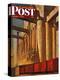 "Boxcars at Grain Elevators," Saturday Evening Post Cover, October 4, 1947-John Atherton-Premier Image Canvas