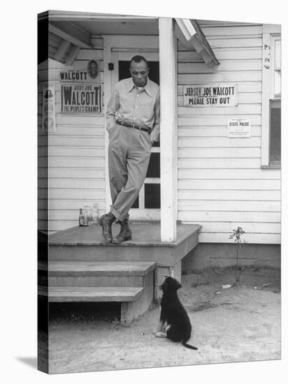 Boxer Joe Walcott Standing Outside Doorway of Building at Training Camp-Tony Linck-Premier Image Canvas