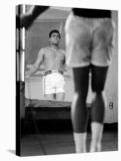 Boxer Muhammad Ali Jumping Rope While Watching Himself in Mirror During Training for His Fight-John Shearer-Premier Image Canvas