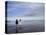 Boy Aged Four and Girl Aged Three on a Black Volcanic Sand Beach in Manawatu, New Zealand-Don Smith-Premier Image Canvas