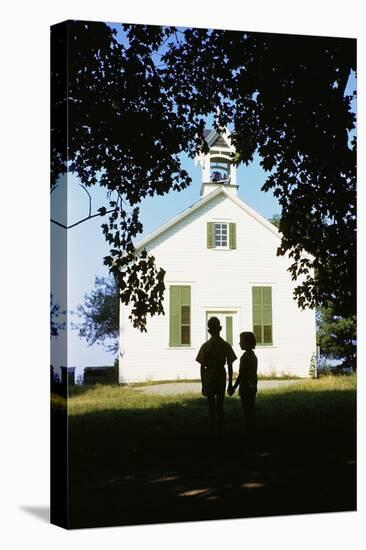 Boy and Girl Waiting Near Schoolhouse-William P. Gottlieb-Premier Image Canvas