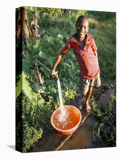 Boy at Water Tap, Chuka Village, Mount Kenya, Kenya, East Africa, Africa-Duncan Maxwell-Premier Image Canvas