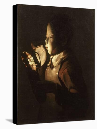 Boy Blowing at Lamp-Georges de La Tour-Premier Image Canvas