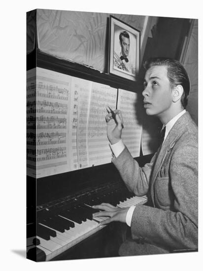 Boy Drummer and Composer Mel Torme, Playing the Piano-William C^ Shrout-Premier Image Canvas