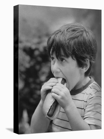 Boy Eating Hot Dog-Ralph Morse-Premier Image Canvas