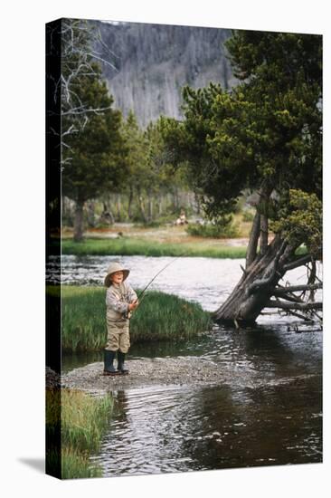 Boy Fishing at Firehole River, Wyoming, USA-Scott T. Smith-Premier Image Canvas
