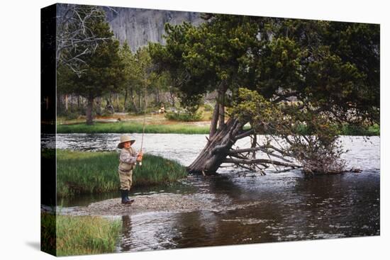 Boy Fishing at Firehole River, Wyoming, USA-Scott T. Smith-Premier Image Canvas