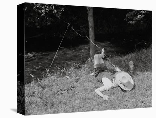 Boy Fishing in the Country-Bettmann-Premier Image Canvas