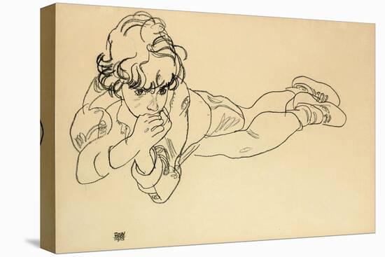 Boy Lying on His Stomach, 1918-Egon Schiele-Premier Image Canvas