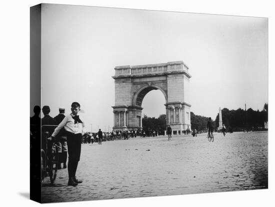 Boy on Bike as Hundreds Ride Bikes Through the Arch at Prospect Park During a Bicycle Parade-Wallace G^ Levison-Premier Image Canvas