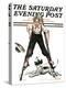 "Boy on Stilts" Saturday Evening Post Cover, October 4,1919-Norman Rockwell-Premier Image Canvas