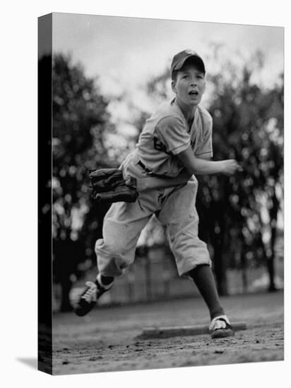 Boy Playing a Game of Little League Baseball-Yale Joel-Premier Image Canvas