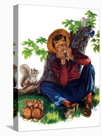 Boy Playing Harmonica - Child Life-Keith Ward-Premier Image Canvas