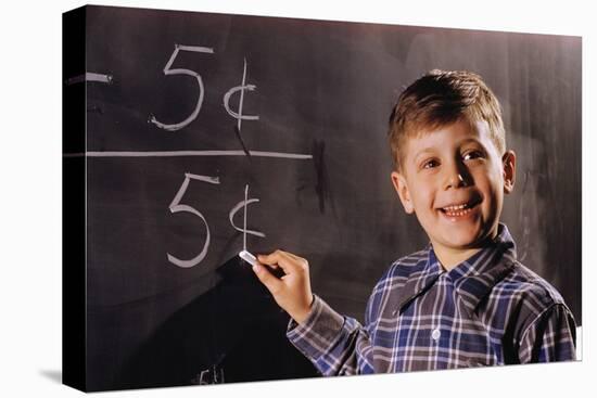 Boy Subtracting on a Blackboard-William P. Gottlieb-Premier Image Canvas