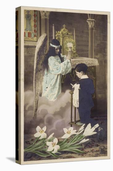 Boy Taking First Communion, Attended to by Guardian Angel (Coloured Photo)-null-Premier Image Canvas