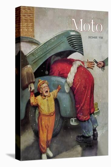 Boy Upset to See Santa Mechanic under Car Hood-null-Stretched Canvas