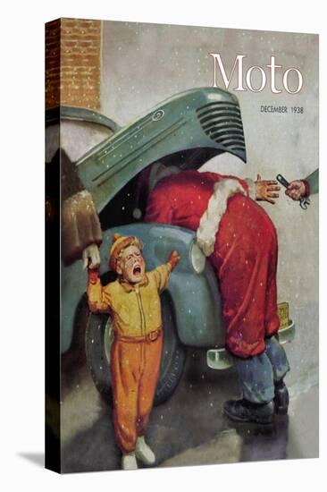 Boy Upset to See Santa Mechanic under Car Hood-null-Stretched Canvas