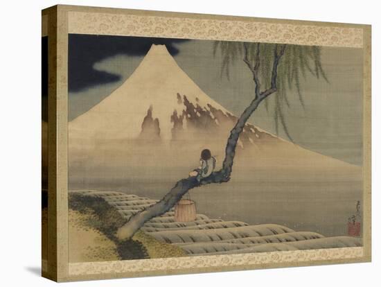 Boy Viewing Mount Fuji, 1839 (Ink & Colour on Silk)-Katsushika Hokusai-Premier Image Canvas