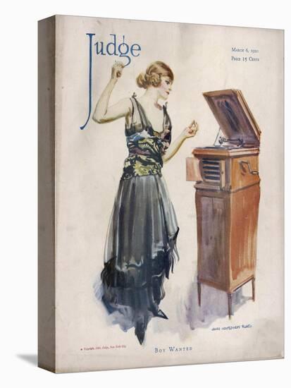 Boy Wanted! a Girl on Her Own Plays Her Phonograph-James Montgomery Flagg-Premier Image Canvas