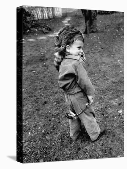 Boy Wearing a Davey Crockett Hat-Ralph Morse-Premier Image Canvas