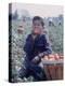 Boy Wearing an Old Scout Shirt, Eating Tomato During Harvest on Farm, Monroe, Michigan-John Loengard-Premier Image Canvas