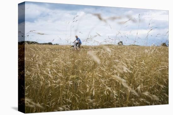 Boy with Bicycle in Grain Field-Ralf Gerard-Premier Image Canvas