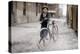 Boy with Bicycle, Smoking a Pipe-null-Premier Image Canvas