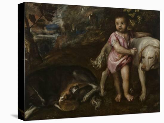 Boy with Dogs in a Landscape, 1565-1576-Titian (Tiziano Vecelli)-Premier Image Canvas