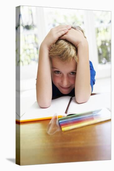 Boy with Pens And Exercise Book-Ian Boddy-Premier Image Canvas