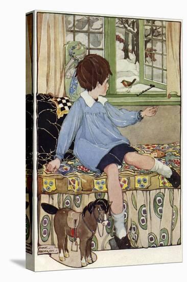 Boy with robin-Anne Anderson-Premier Image Canvas