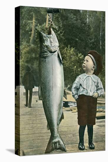 Boy with Taller Fish-null-Stretched Canvas