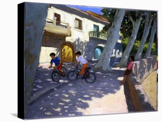 Boys and Bikes, France, 2000 (Oil on Canvas)-Andrew Macara-Premier Image Canvas