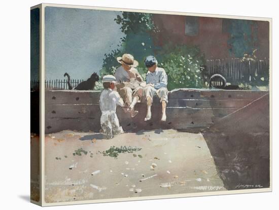 Boys and Kitten, 1873 (W/C & Gouache over Pencil on Paper)-Winslow Homer-Premier Image Canvas