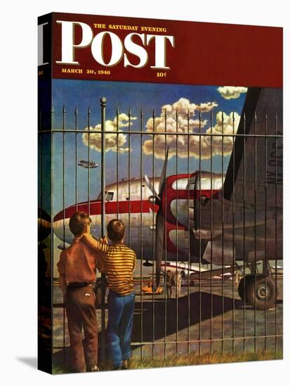 "Boys at Airport," Saturday Evening Post Cover, March 30, 1946-John Atherton-Premier Image Canvas