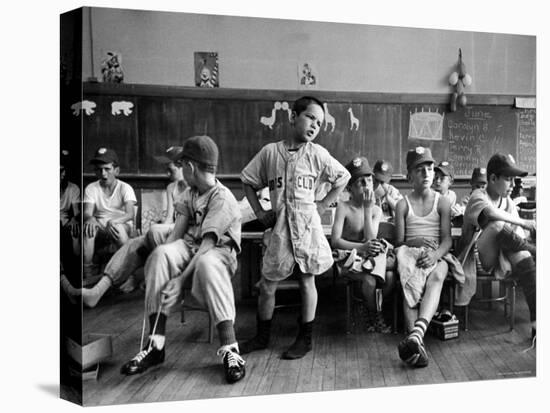 Boys Club Little League Baseball Players Putting on Their Uniforms Prior to Playing Game-Yale Joel-Premier Image Canvas