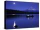 Boys in Canoe on Lost Lake with Mt Hood in the Distance, Mt Hood National Forest, Oregon, USA-Janis Miglavs-Premier Image Canvas