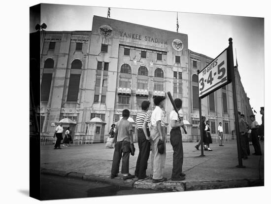 Boys Staring at Yankee Stadium-null-Premier Image Canvas