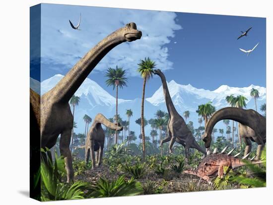 Brachiosaurus Dinosaurs, Artwork-Roger Harris-Premier Image Canvas