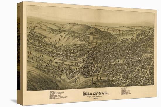 Bradford, Pennsylvania - Panoramic Map-Lantern Press-Stretched Canvas