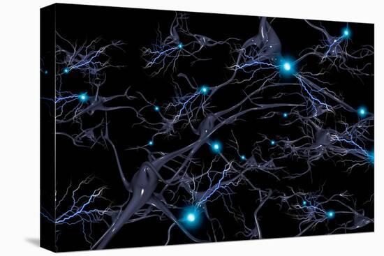 Brain cells with electrical firing of neurons.-Bruce Rolff-Stretched Canvas