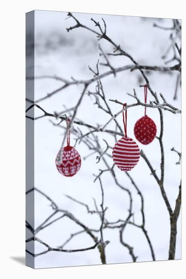 Branch in Winter with Christmas Bulbs, Cord Sample-Andrea Haase-Premier Image Canvas