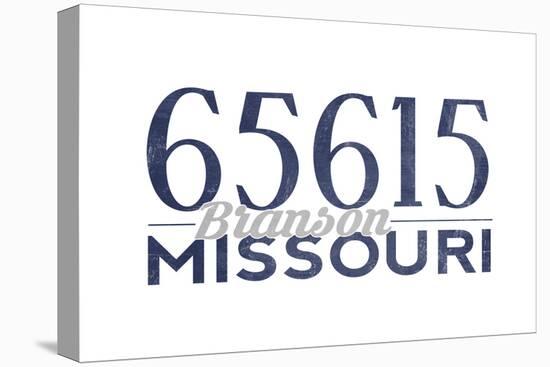 Branson, Missouri - 65615 Zip Code (Blue)-Lantern Press-Stretched Canvas