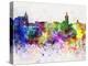 Brasov Skyline in Watercolor Background-paulrommer-Stretched Canvas