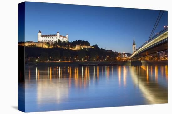 Bratislava Castle, St Martin's Cathedral and New Bridge at Dusk, Bratislava, Slovakia-Ian Trower-Premier Image Canvas