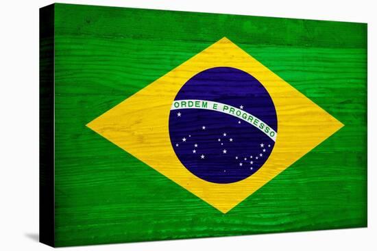 Brazil Flag Design with Wood Patterning - Flags of the World Series-Philippe Hugonnard-Stretched Canvas