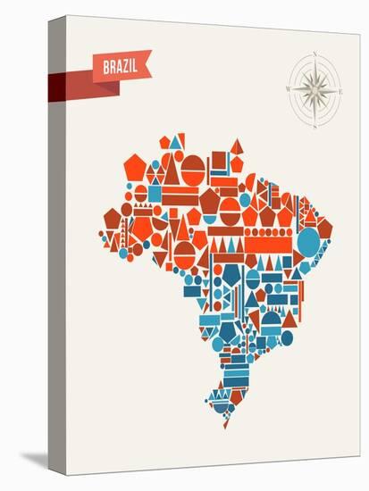 Brazil Geometric Figures Map-cienpies-Stretched Canvas