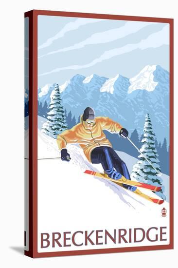 Breckenridge, Colorado, Downhill Skier-Lantern Press-Stretched Canvas